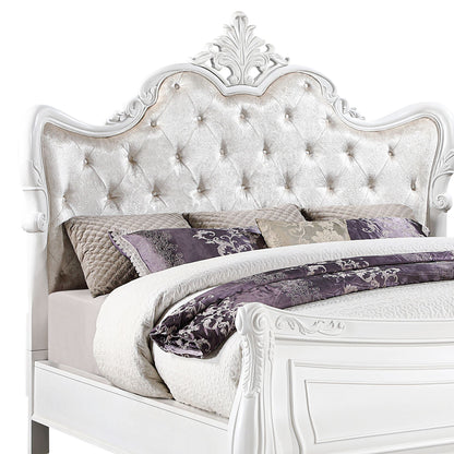 Opulence White Bed - bed detail. Shared supplier photo; photographed size is not verified.