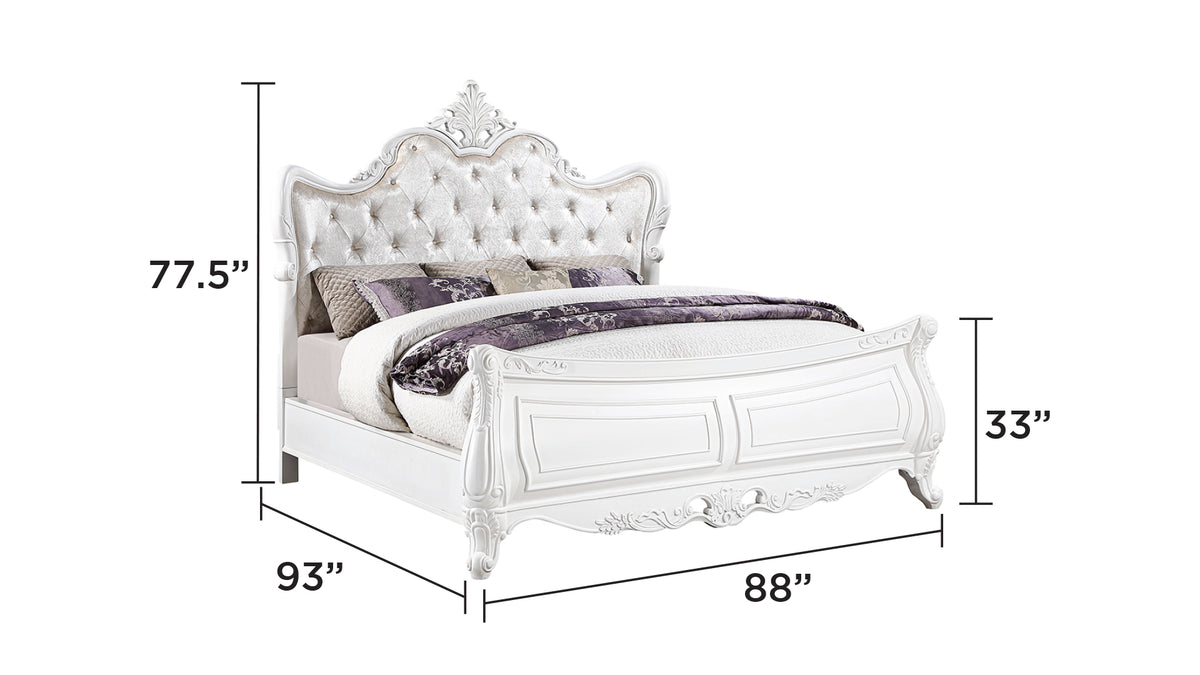 Opulence White Bed - King bed dimension diagram; for King size only.