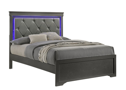 Blaze Metallic Gray Bed - bed-only view. Shared supplier photo; photographed size is not verified.