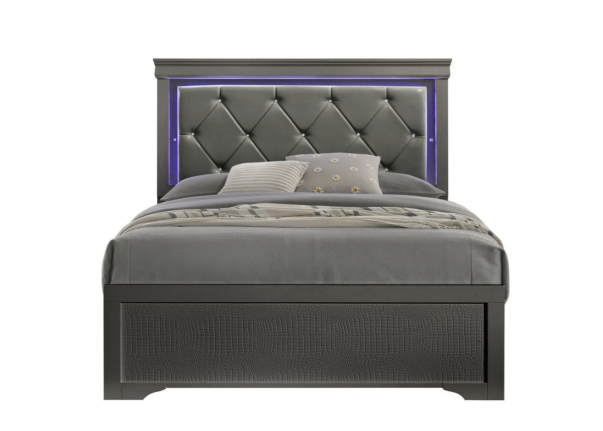 Blaze Metallic Gray Bed - front view.