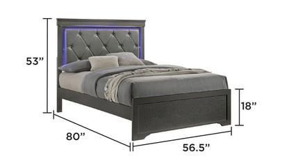 Blaze Metallic Gray Bed - Full bed dimension diagram; for Full size only.
