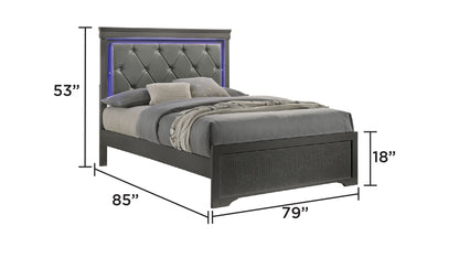 Blaze Metallic Gray Bed - King bed dimension diagram; for King size only.