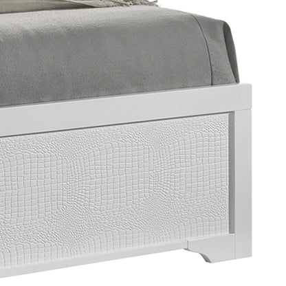 Blaze White Bed - bed detail. Shared supplier photo; photographed size is not verified.