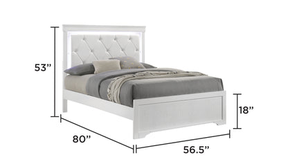 Blaze White Bed - Full bed dimension diagram; for Full size only.