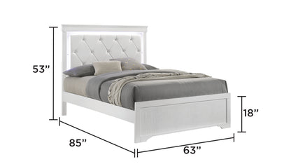 Blaze White Bed - Queen bed dimension diagram; for Queen size only.