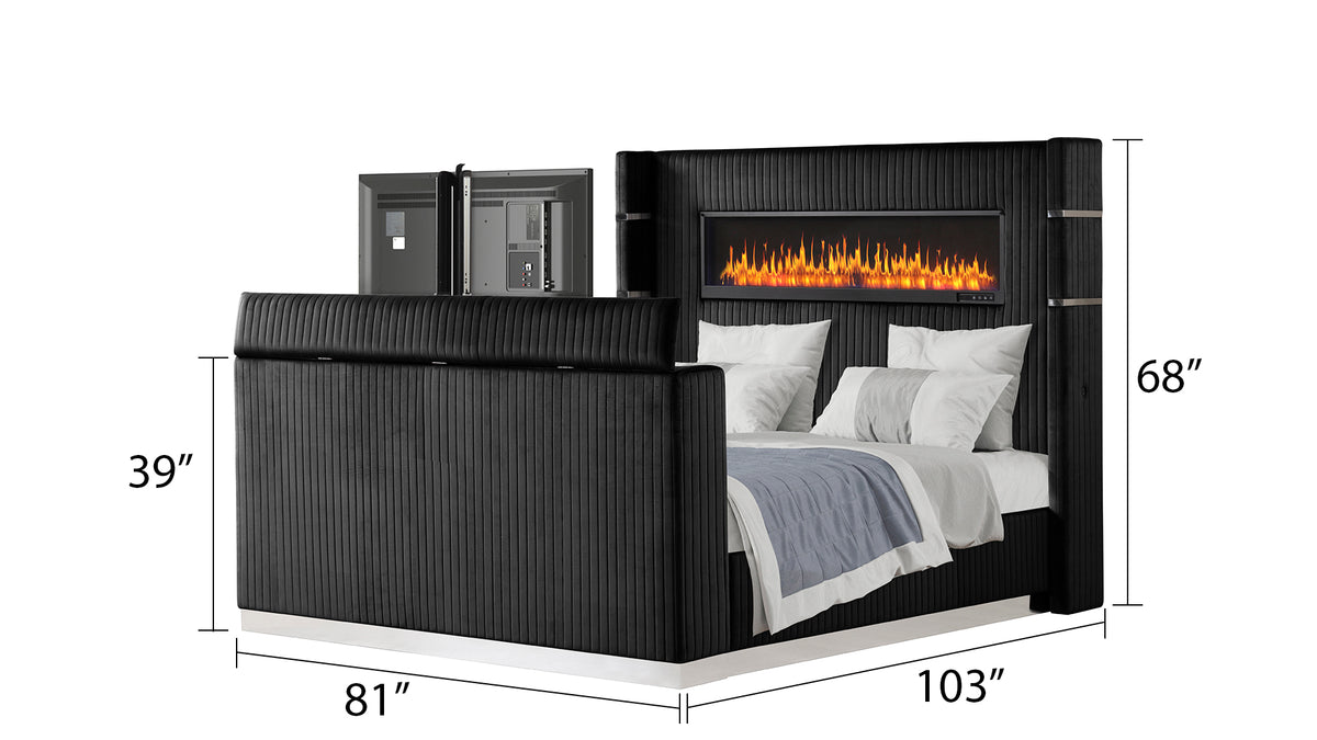 Lavish Black Bed - King bed dimension diagram; for King size only.