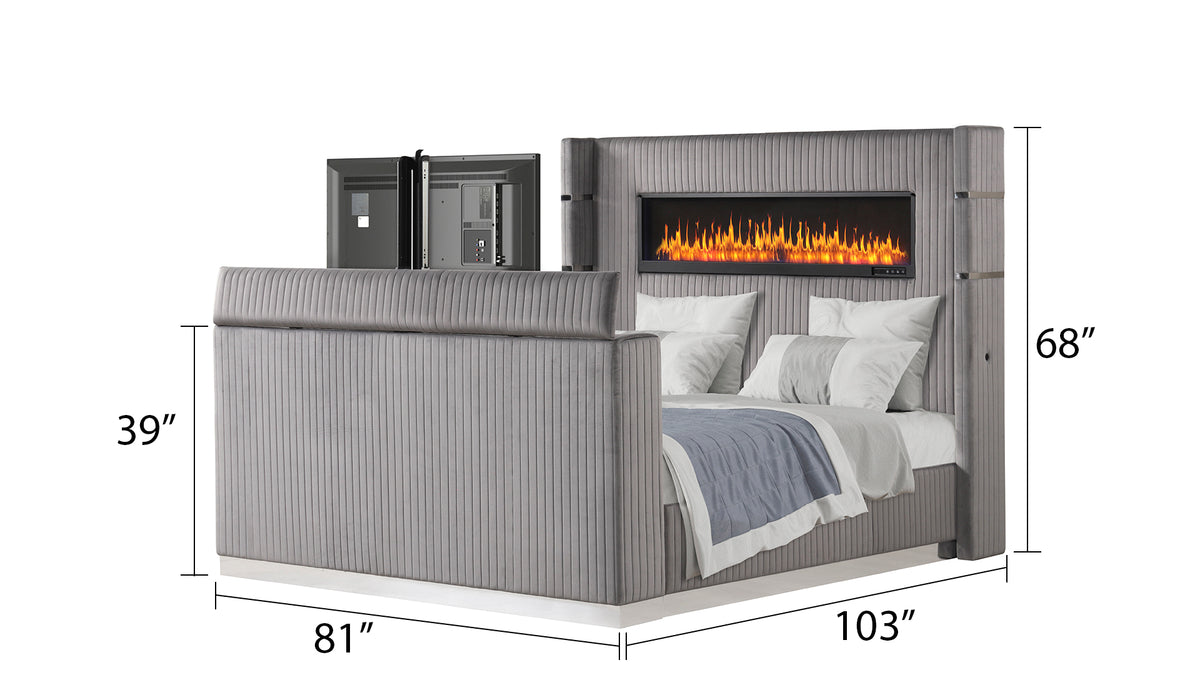 Lavish Gray Bed - King bed dimension diagram; for King size only.