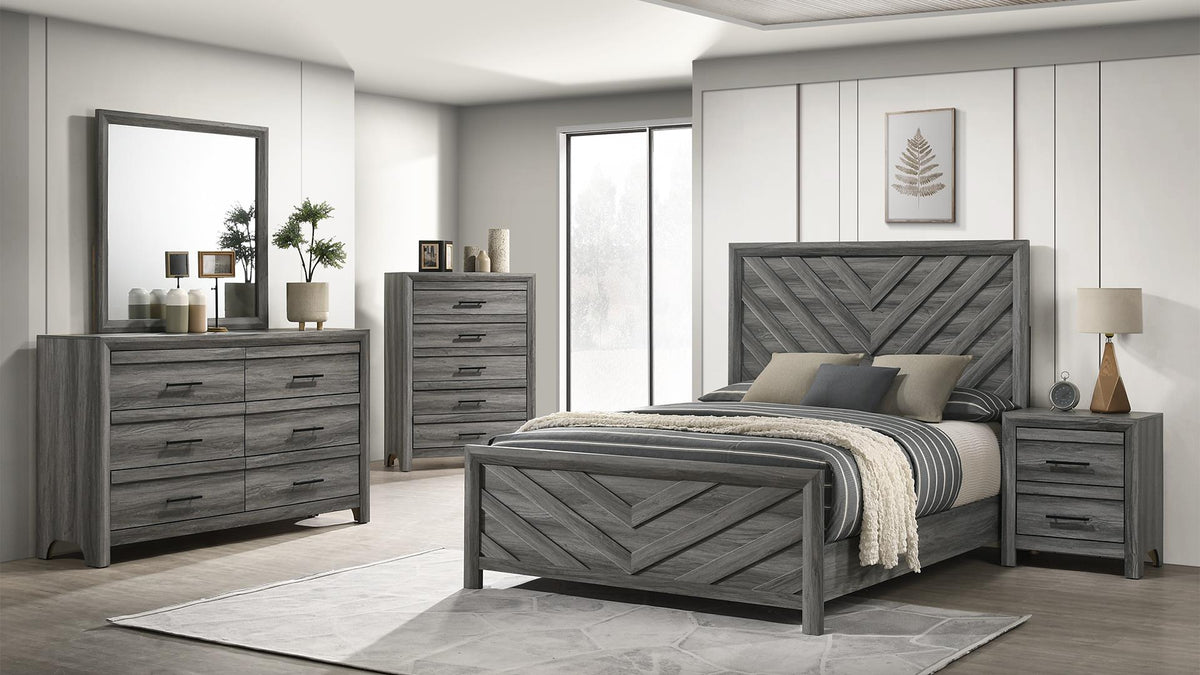 Denver Gray bedroom collection; chest included only with 5-piece set